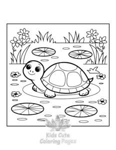 Turtle coloring page for girls, free to print