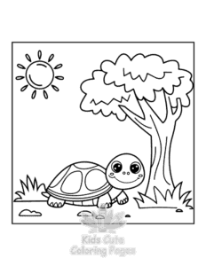 Turtle coloring page for boys, printable at home