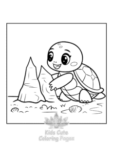 Turtle coloring page for boys, printable at home