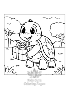 Turtle coloring page for boys, printable at home