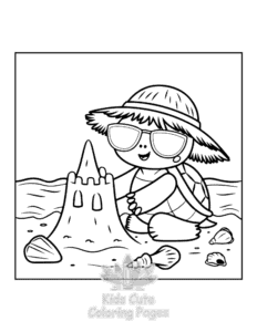 Turtle coloring page for girls, free to print