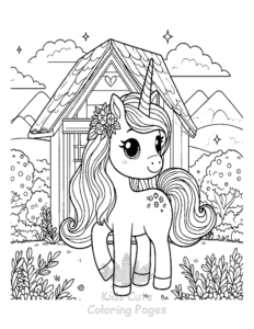 Unicorn coloring page for classroom activities