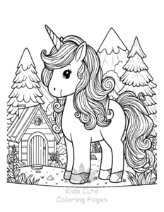 Free printable Unicorn coloring page for kids