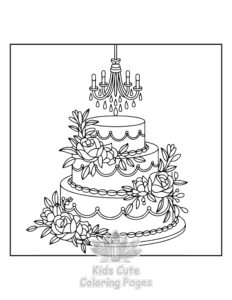 Free printable Wedding Cake coloring page for kids