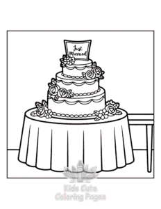 Wedding Cake coloring page for girls, free to print