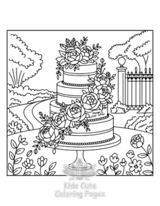 Wedding Cake coloring page for boys, printable at home