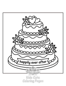 Simple Wedding Cake coloring page for toddlers