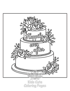 Printable Wedding Cake coloring sheet for preschoolers