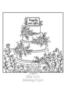 Wedding Cake coloring page for boys, printable at home