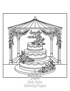 Wedding Cake coloring page for girls, free to print