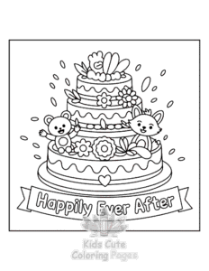 Simple Wedding Cake coloring page for toddlers