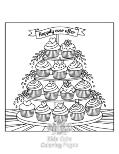 Printable Wedding Cake coloring sheet for preschoolers