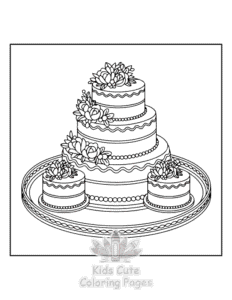 Free printable Wedding Cake coloring page for kids
