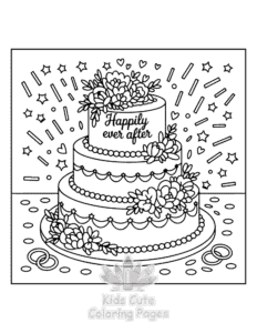 Wedding Cake coloring page for girls, free to print