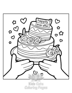Simple Wedding Cake coloring page for toddlers