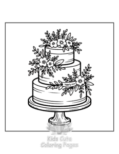 Wedding Cake coloring page for boys, printable at home