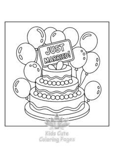 Easy Wedding Cake coloring sheet for young children