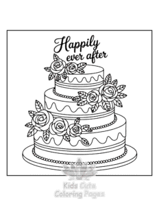 Free printable Wedding Cake coloring page for kids