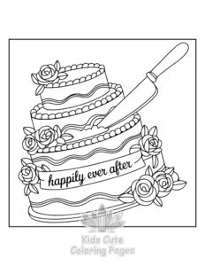 Wedding Cake coloring page for girls, free to print