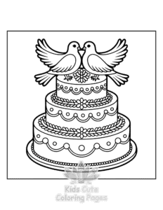 Wedding Cake coloring page for boys, printable at home