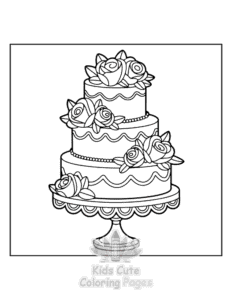 Simple Wedding Cake coloring page for toddlers