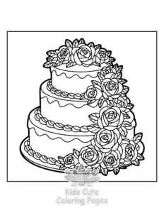 Simple Wedding Cake coloring page for toddlers