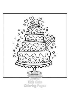 Easy Wedding Cake coloring sheet for young children