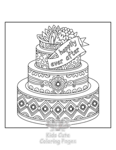 Wedding Cake coloring page for girls, free to print