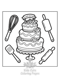 Wedding Cake coloring page for boys, printable at home