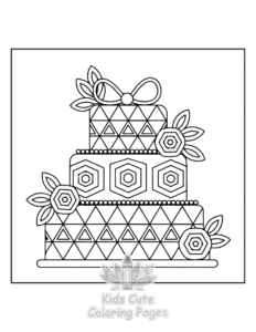 Printable Wedding Cake coloring sheet for preschoolers