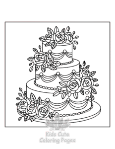Free Wedding Cake coloring pages to print at home