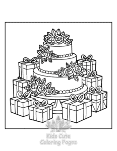 Easy Wedding Cake coloring sheet for young children