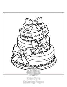 Free printable Wedding Cake coloring page for kids