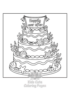 Wedding Cake coloring page for girls, free to print