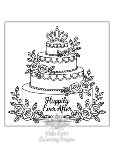 Free printable Wedding Cake coloring page for kids