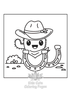 Wild West coloring page for boys, printable at home