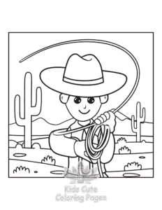 Printable Wild West coloring sheet for preschoolers