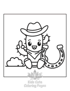 Wild West coloring page for boys, printable at home