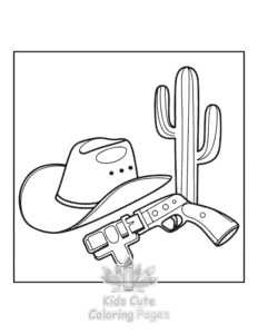 Wild West coloring page for girls, free to print