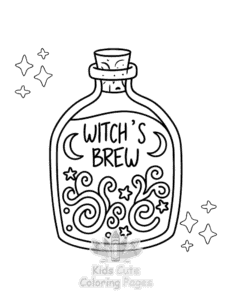 Printable Witchy Vibes coloring sheet for preschoolers