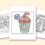 Y2K Retro coloring pages: a crayon colored sample and free printable sheets