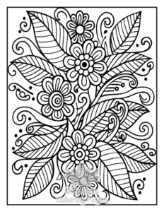 Zentangle Flowers coloring page for girls, free to print