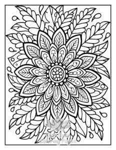 Simple Zentangle Flowers coloring page for toddlers