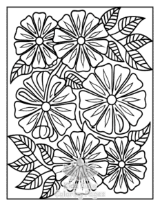 Zentangle Flowers coloring page for classroom activities