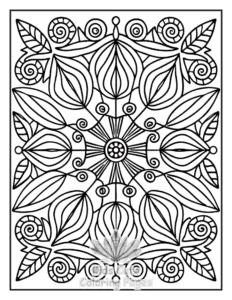 Free printable Zentangle Flowers coloring page for kids