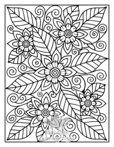Zentangle Flowers coloring page for boys, printable at home