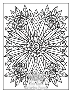 Free Zentangle Flowers coloring pages to print at home