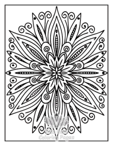 Zentangle Flowers coloring page for classroom activities