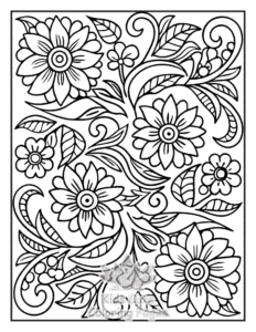 Simple Zentangle Flowers coloring page for toddlers