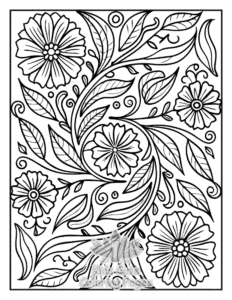 Printable Zentangle Flowers coloring sheet for preschoolers